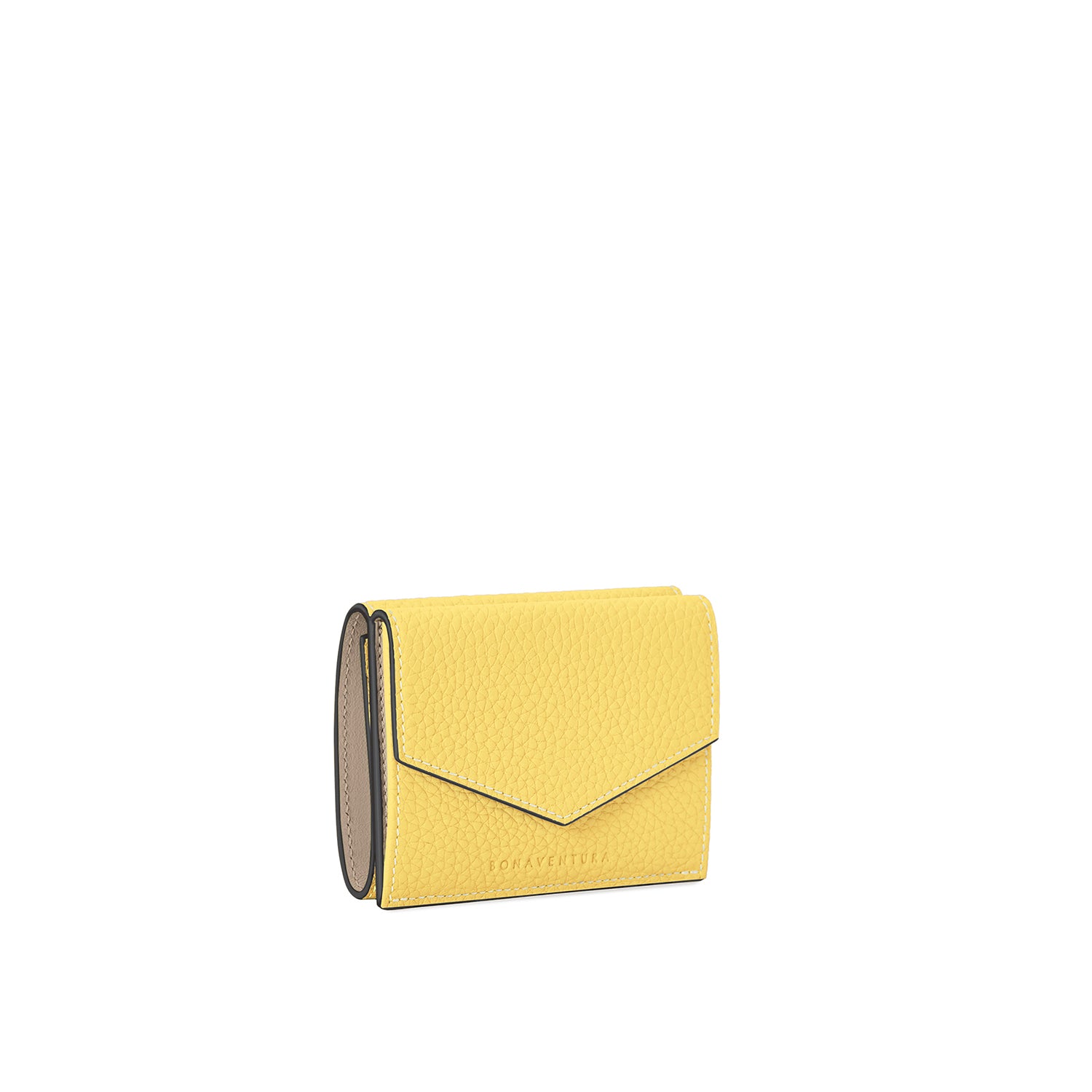 Small Wallet Shrink Leather (Yellow × Greige)