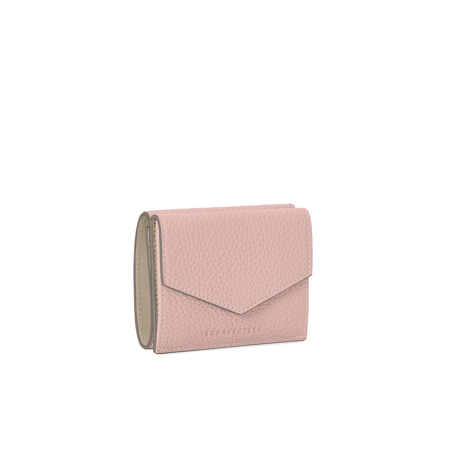 Small Wallet Shrink Leather (Sakura Pink × Greige (Etoupe edge paint))