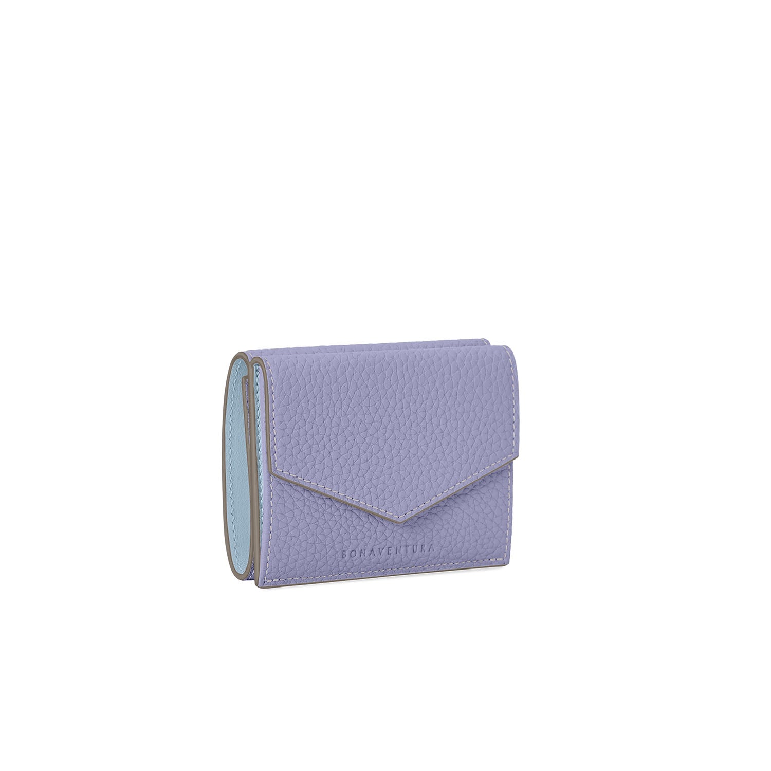 Small Wallet Shrink Leather (Wisteria Purple × Ice Blue (Etoupe edge paint))