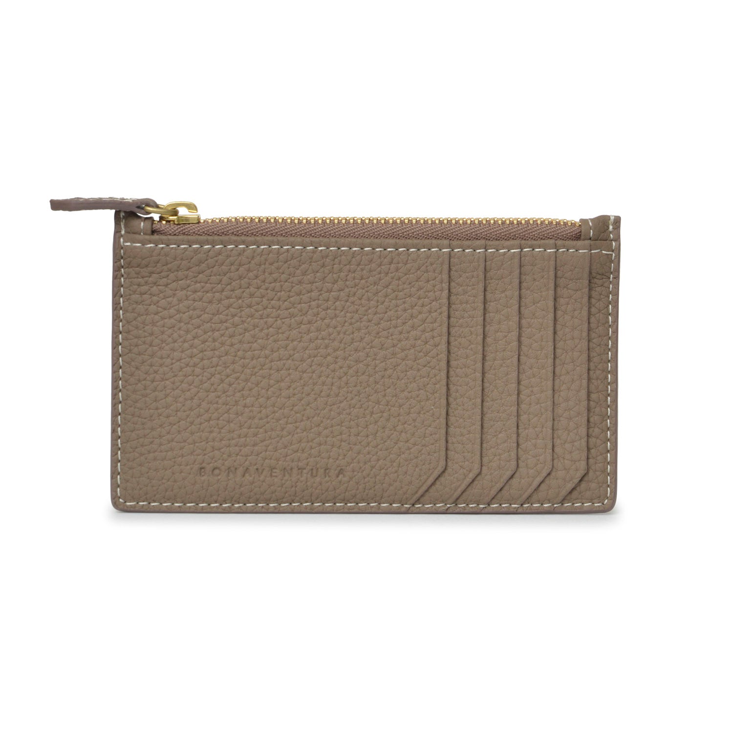 Mini Zip Wallet Gussetless Shrink Leather (Etoupe × Yellow)
