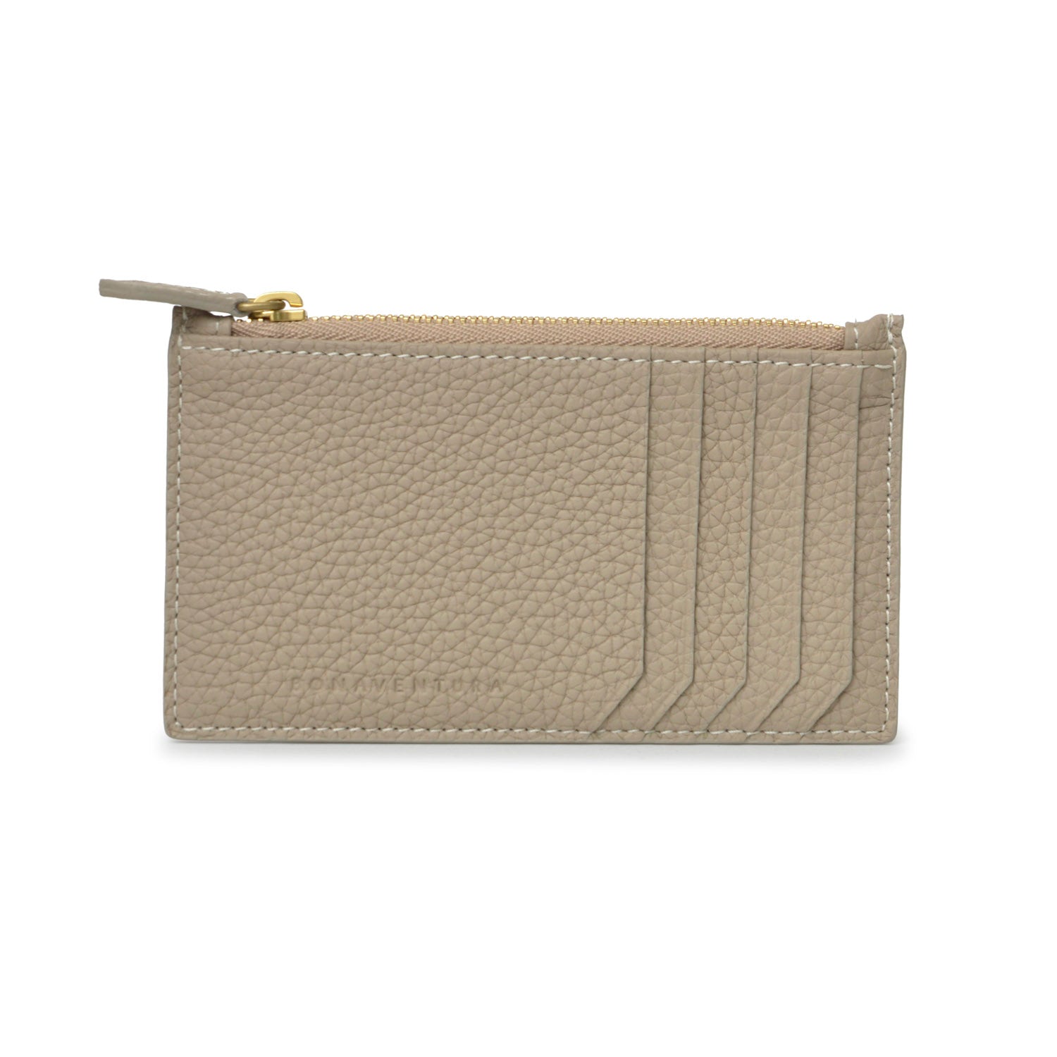 Mini Zip Wallet Gussetless Shrink Leather (Greige × Baby Pink)