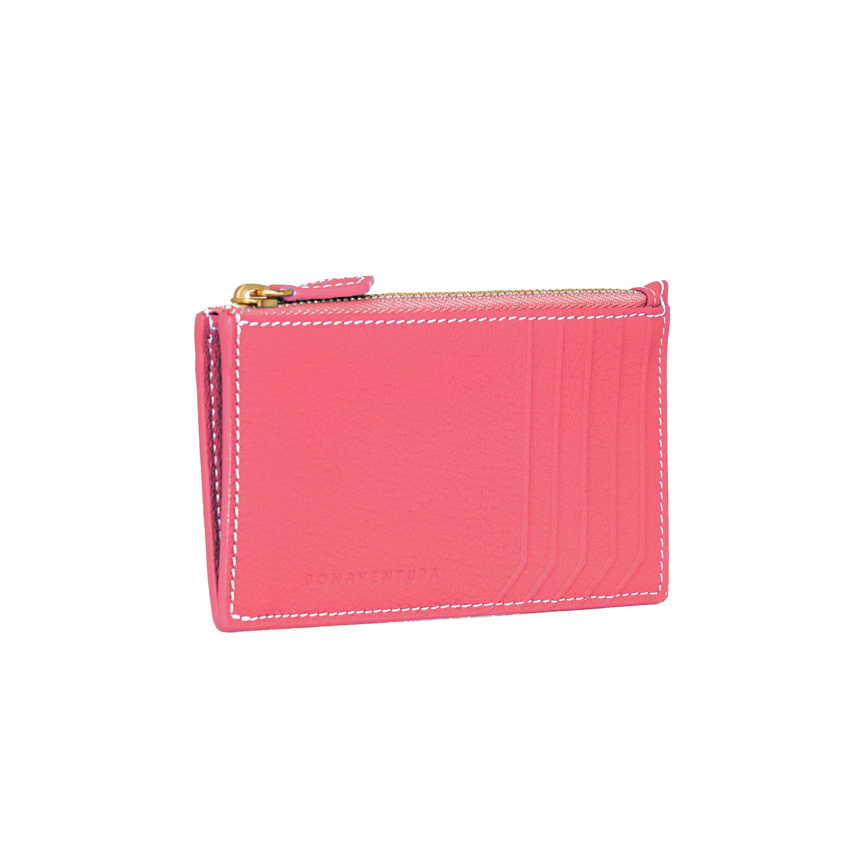 Mini Zip Wallet Bottalato Leather (Azalee Pink)
