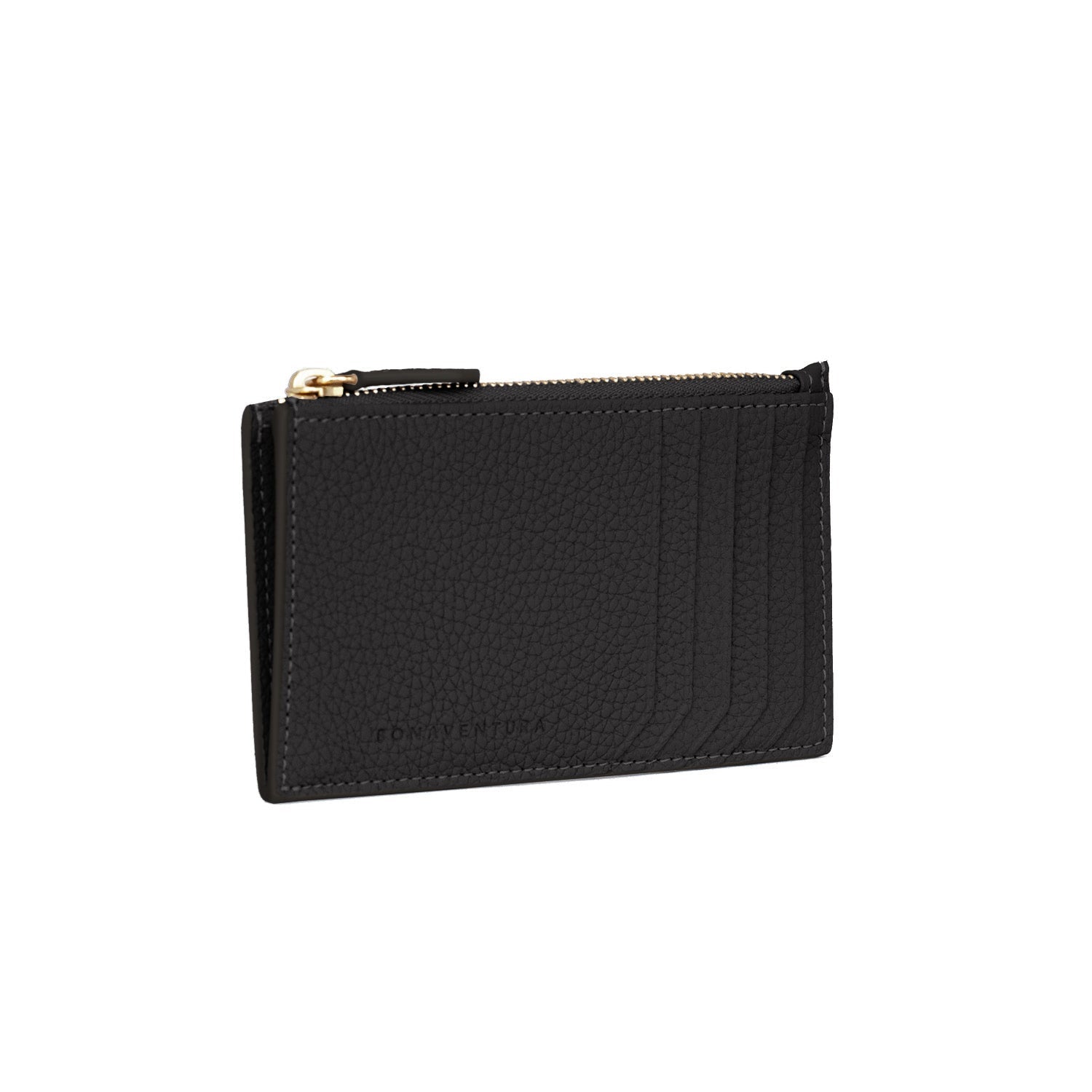 Mini Zip Wallet Bottalato Leather (Black × Green)