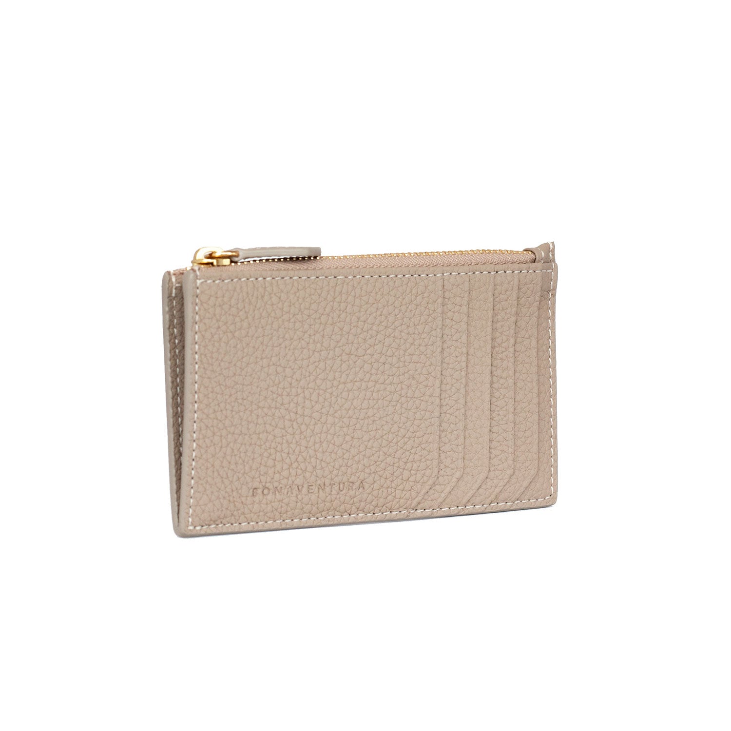 Mini Zip Wallet Bottalato Leather (Greige × Baby Pink)