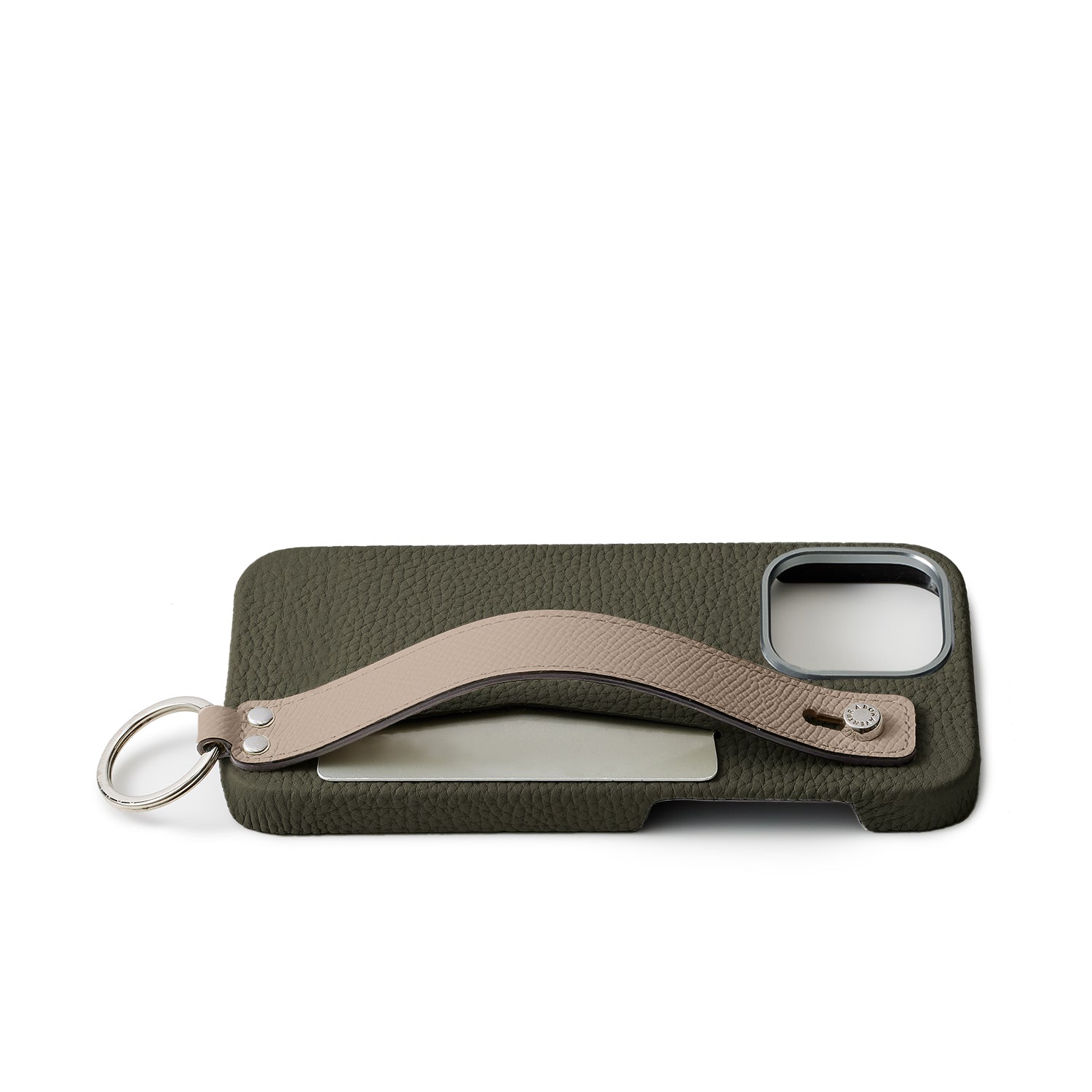 iPhone 16 Pro Max Back Cover Case with Handle Shrink Leather