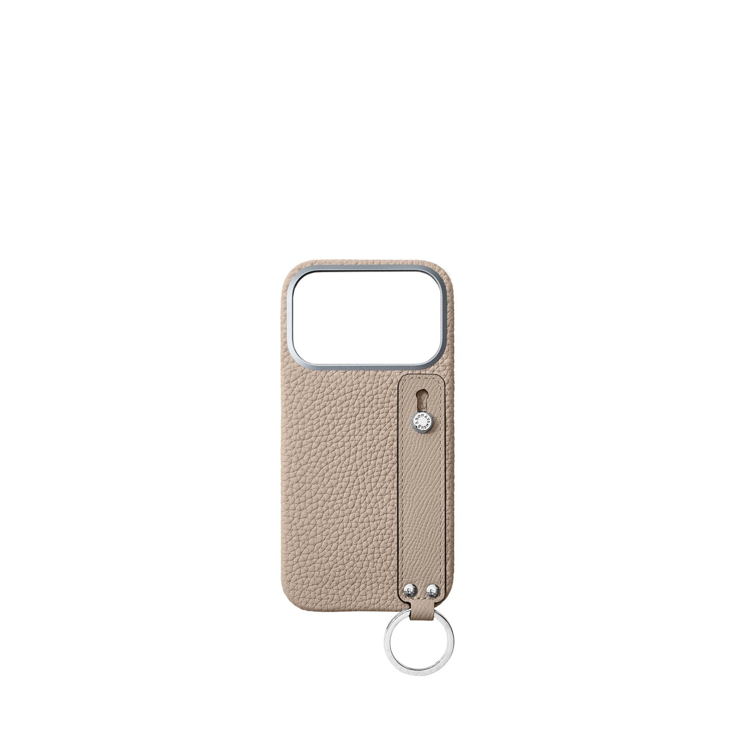 iPhone 17 Pro Back Cover Case with Handle Shrink Leather (Greige - Silver)