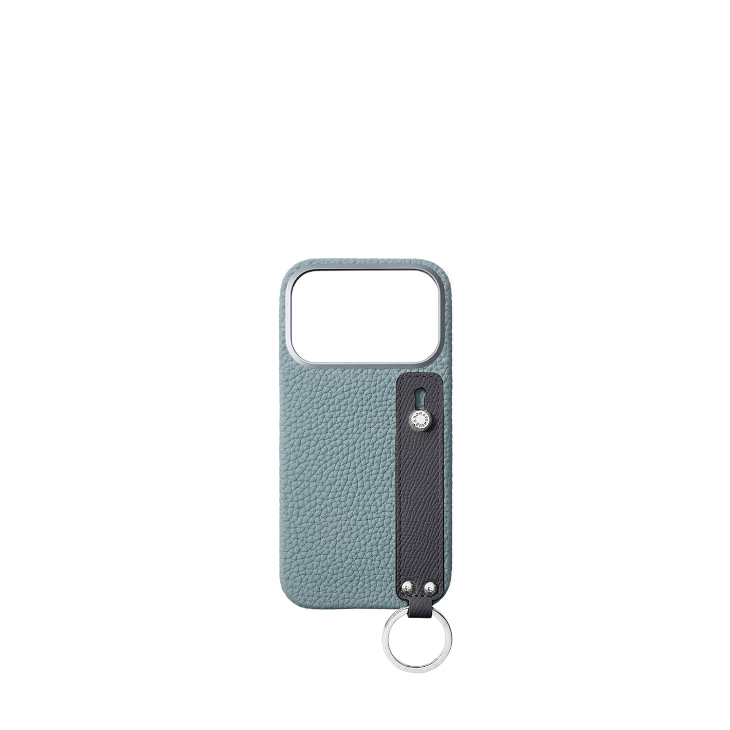 iPhone 17 Pro Back Cover Case with Handle Shrink Leather (Smoky Mint × Charcoal Gray - Silver)