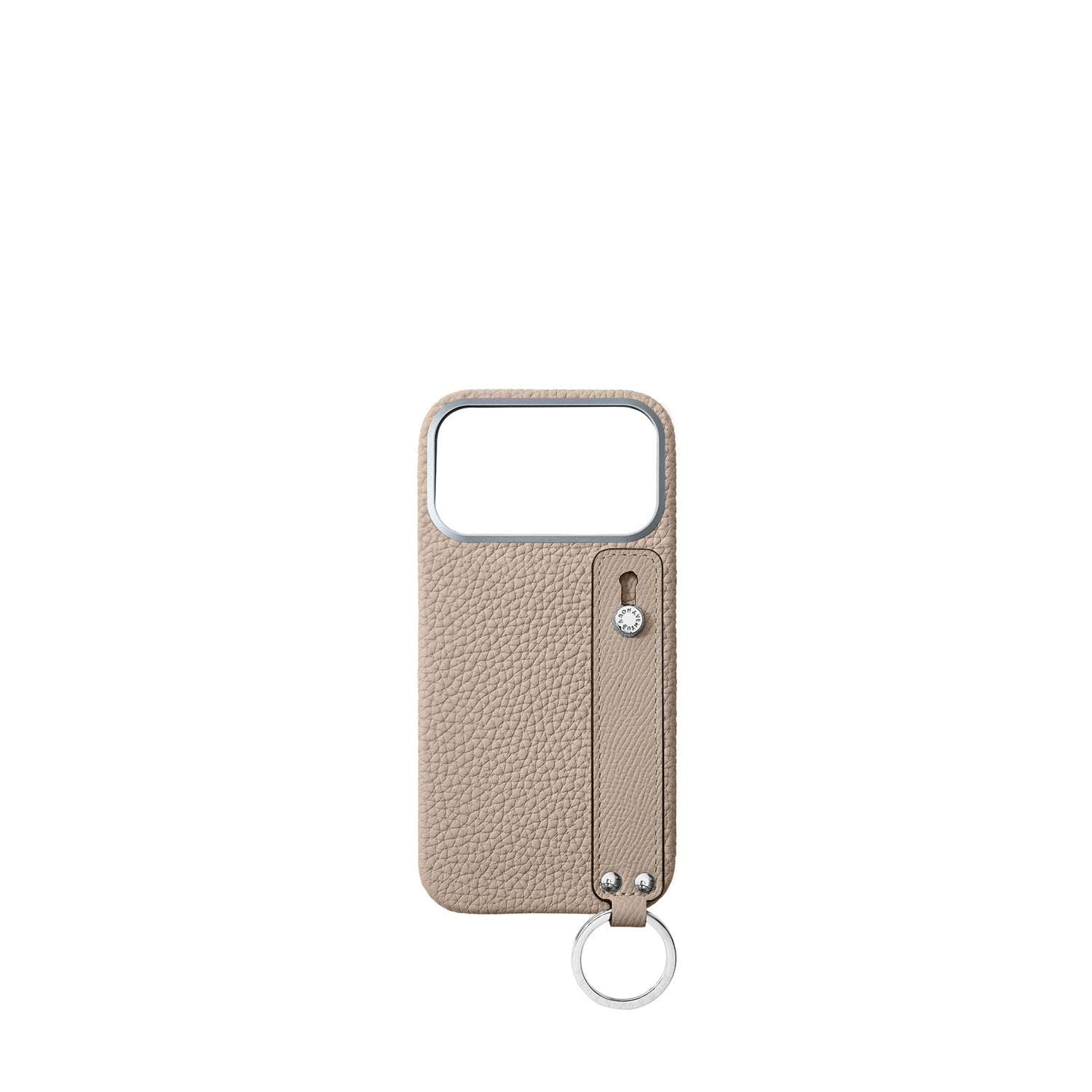 iPhone 17 Pro Max Back Cover Case with Handle Shrink Leather (Greige - Silver)