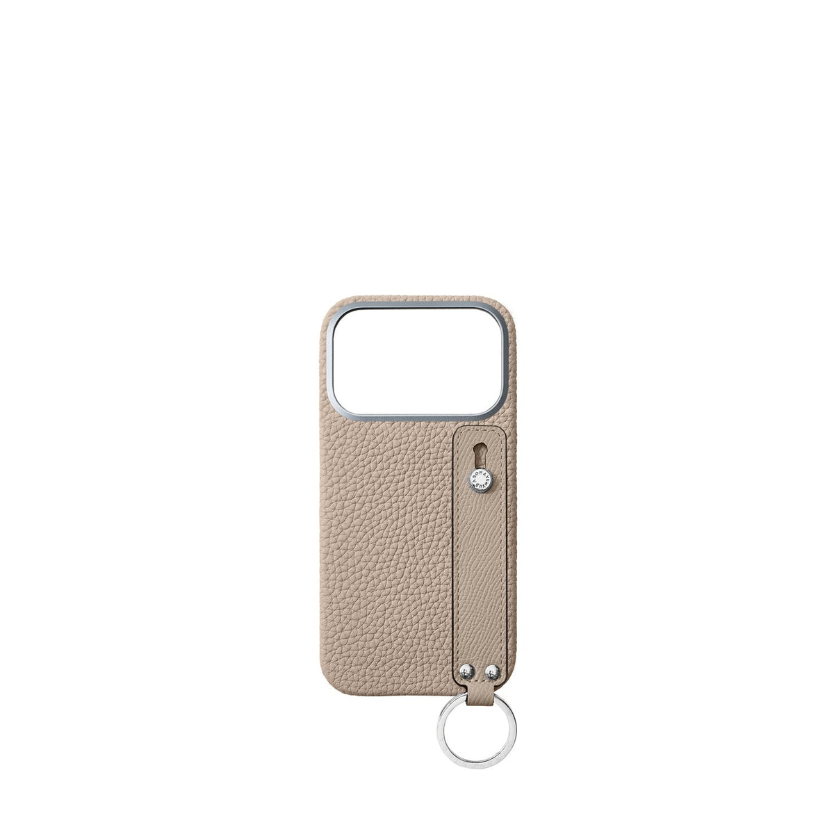 iPhone 18 Pro Back Cover Case with Handle Shrink Leather (Greige - Silver)