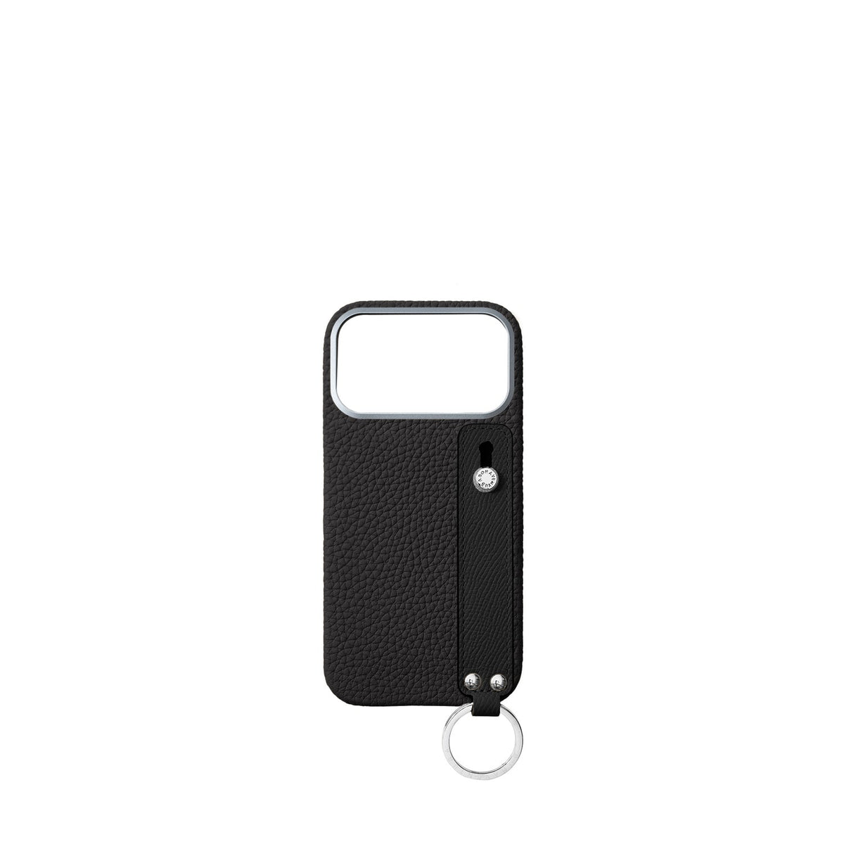 iPhone 18 Pro Max Back Cover Case with Handle Shrink Leather (Black - Silver)