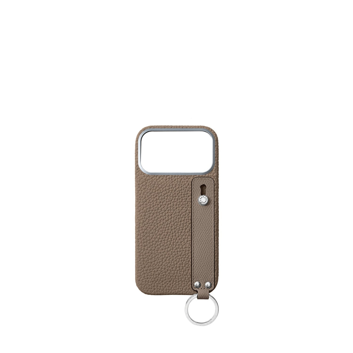 iPhone 18 Pro Max Back Cover Case with Handle Shrink Leather (Etoupe - Silver)