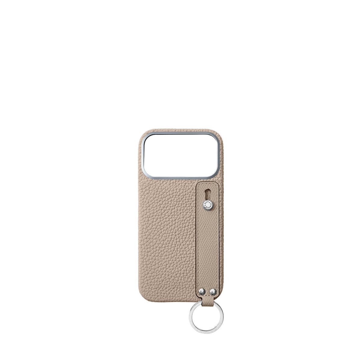 iPhone 18 Pro Max Back Cover Case with Handle Shrink Leather (Greige - Silver)