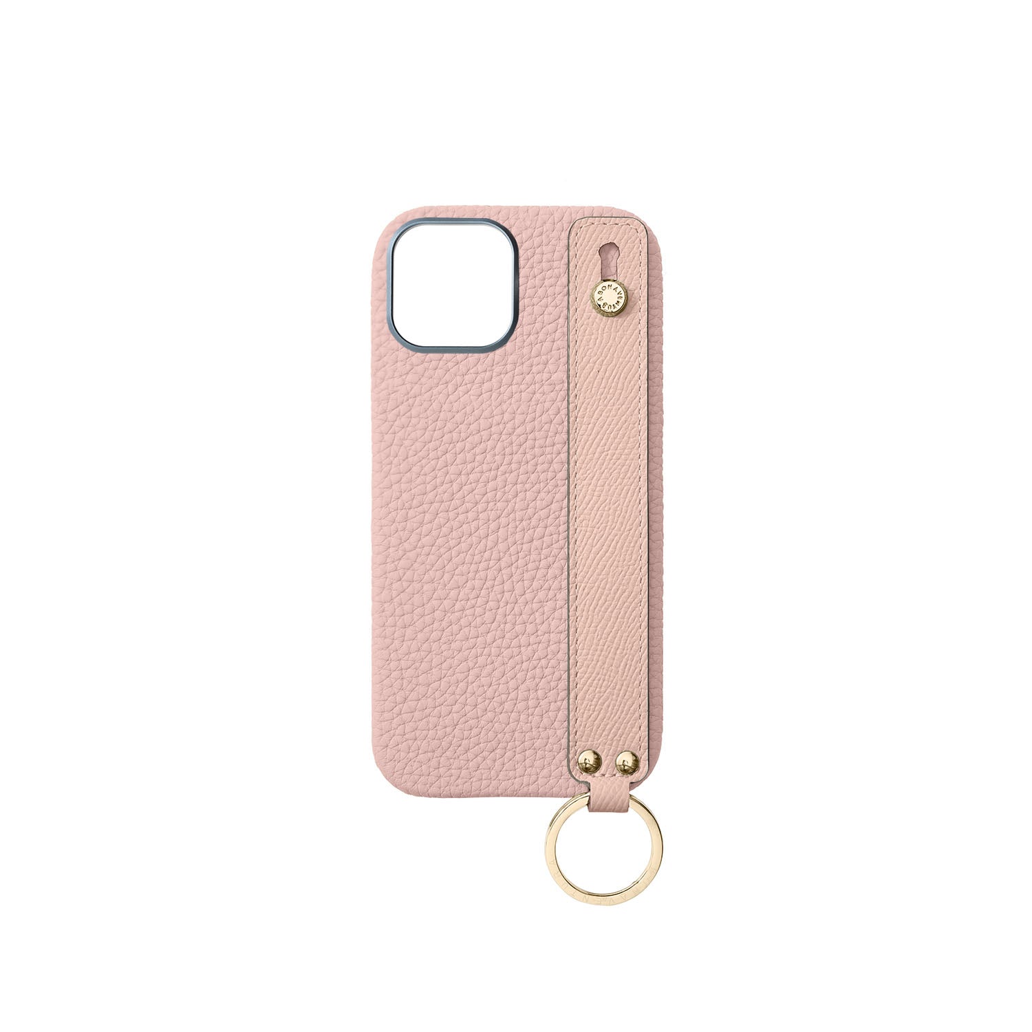 iPhone 16 Back Cover Case with Handle Shrink Leather (Sakura Pink × Shell Pink (Etoupe edge paint) - Gold)