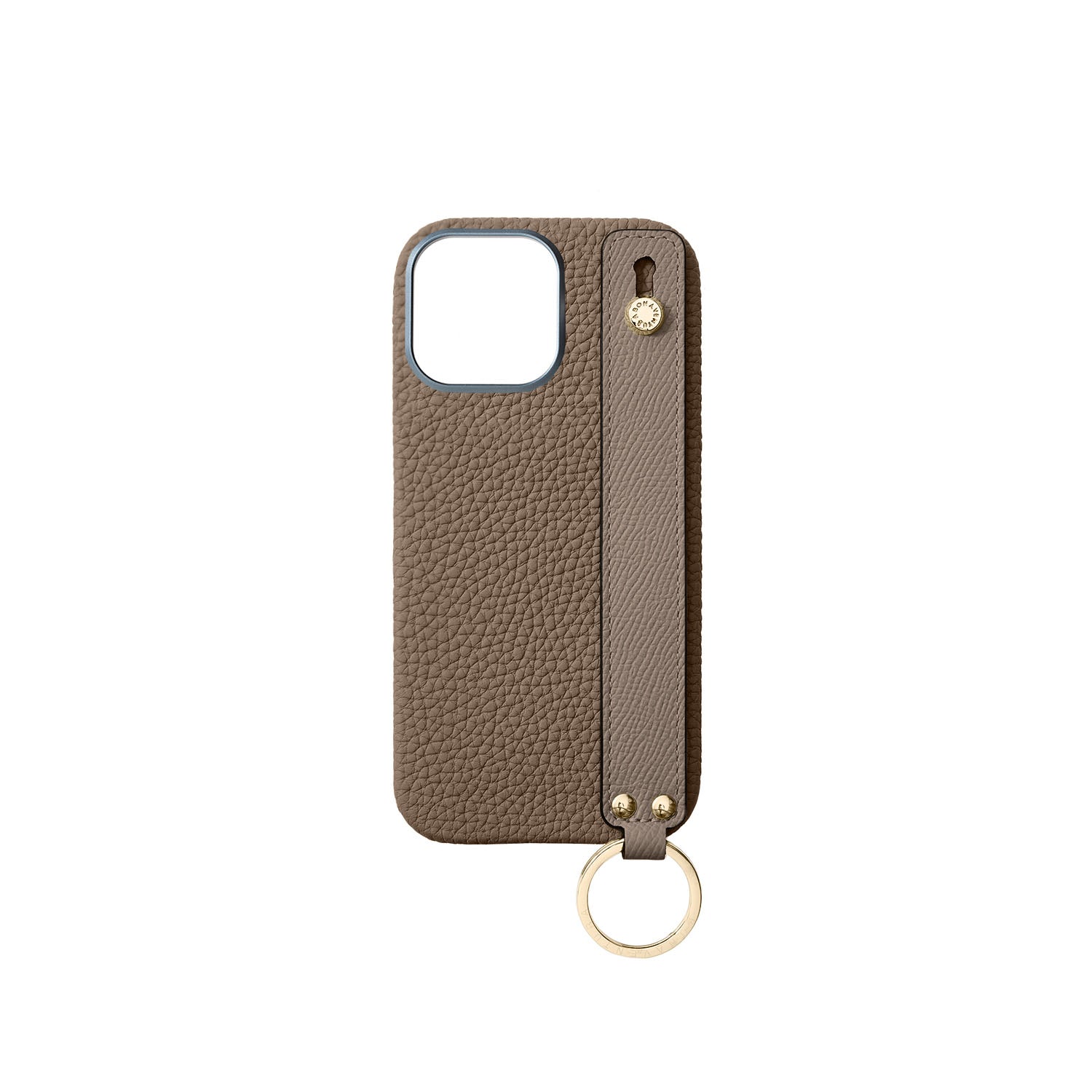 iPhone 16 Pro Max Back Cover Case with Handle Shrink Leather (Etoupe - Gold)