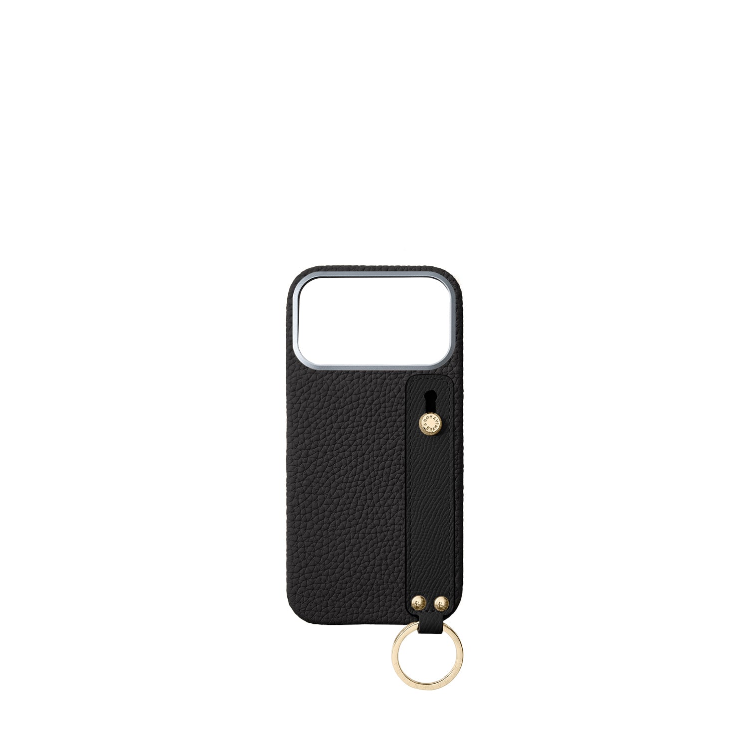 iPhone 17 Pro Max Back Cover Case with Handle Shrink Leather (Black - Gold)