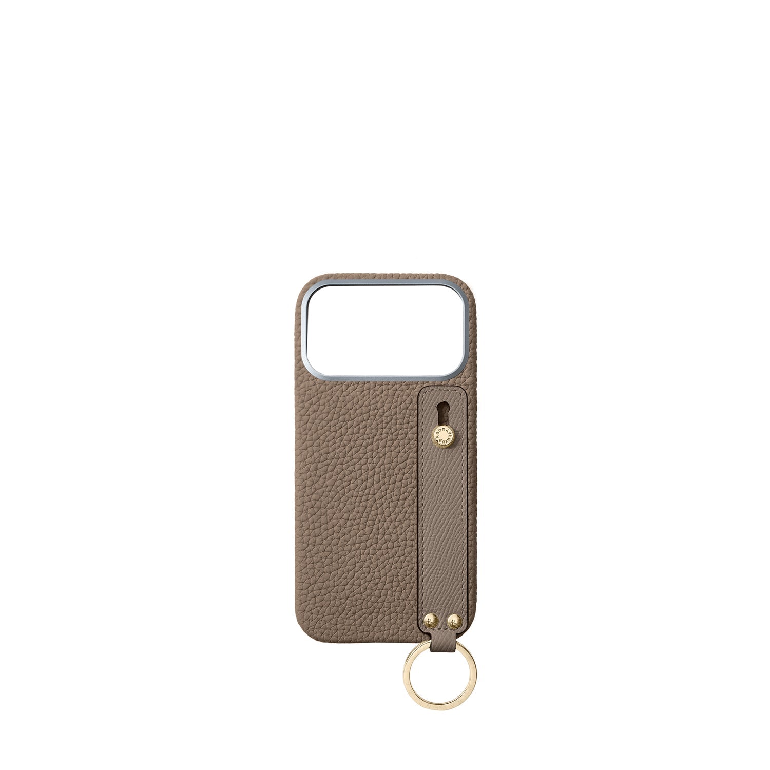 iPhone 17 Pro Max Back Cover Case with Handle Shrink Leather (Etoupe - Gold)