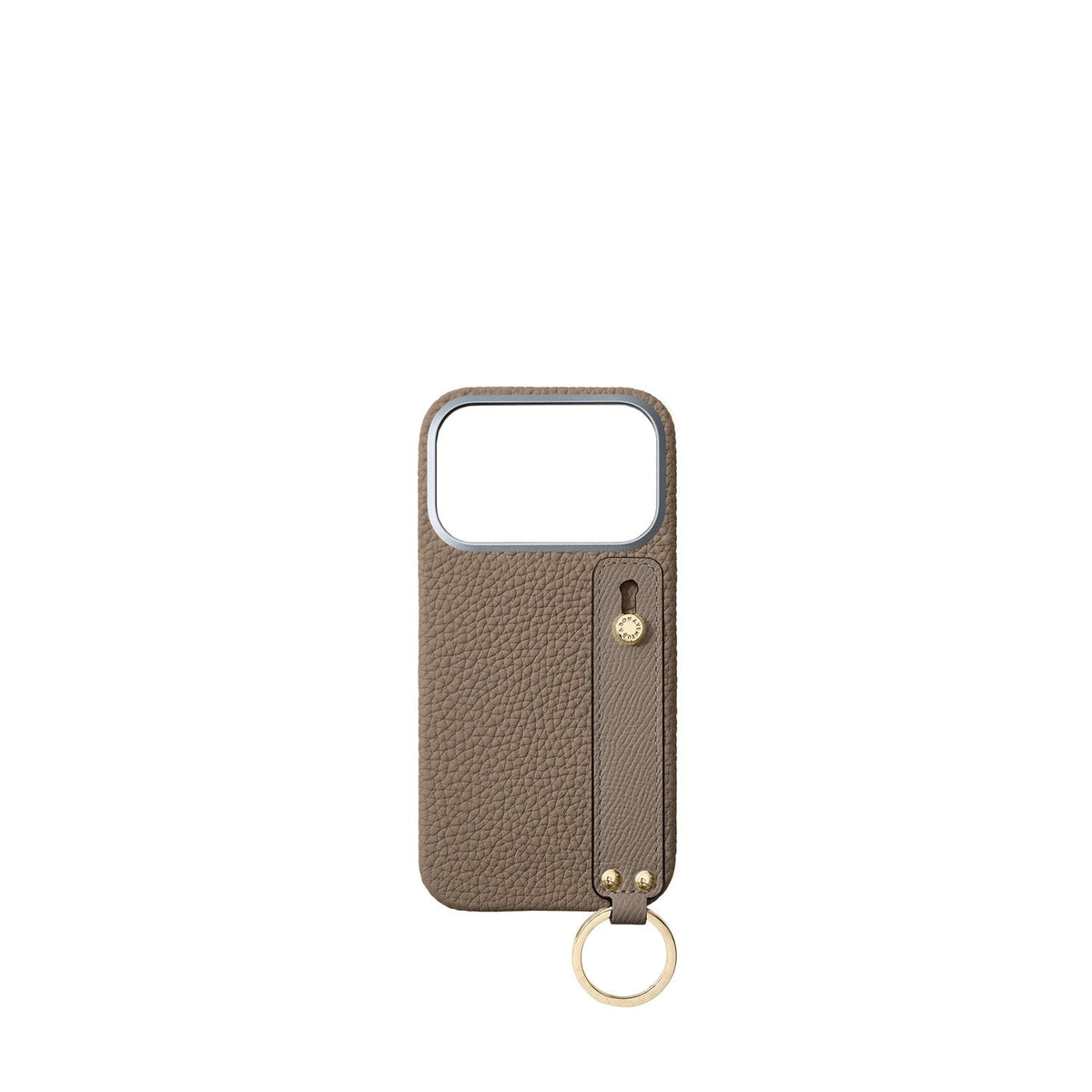 iPhone 18 Pro Back Cover Case with Handle Shrink Leather (Etoupe - Gold)