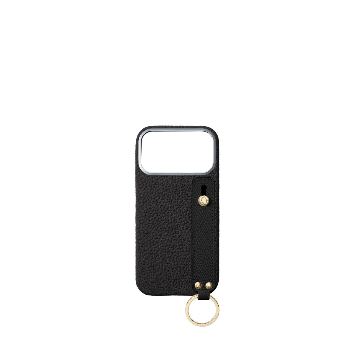 iPhone 18 Pro Max Back Cover Case with Handle Shrink Leather (Black - Gold)