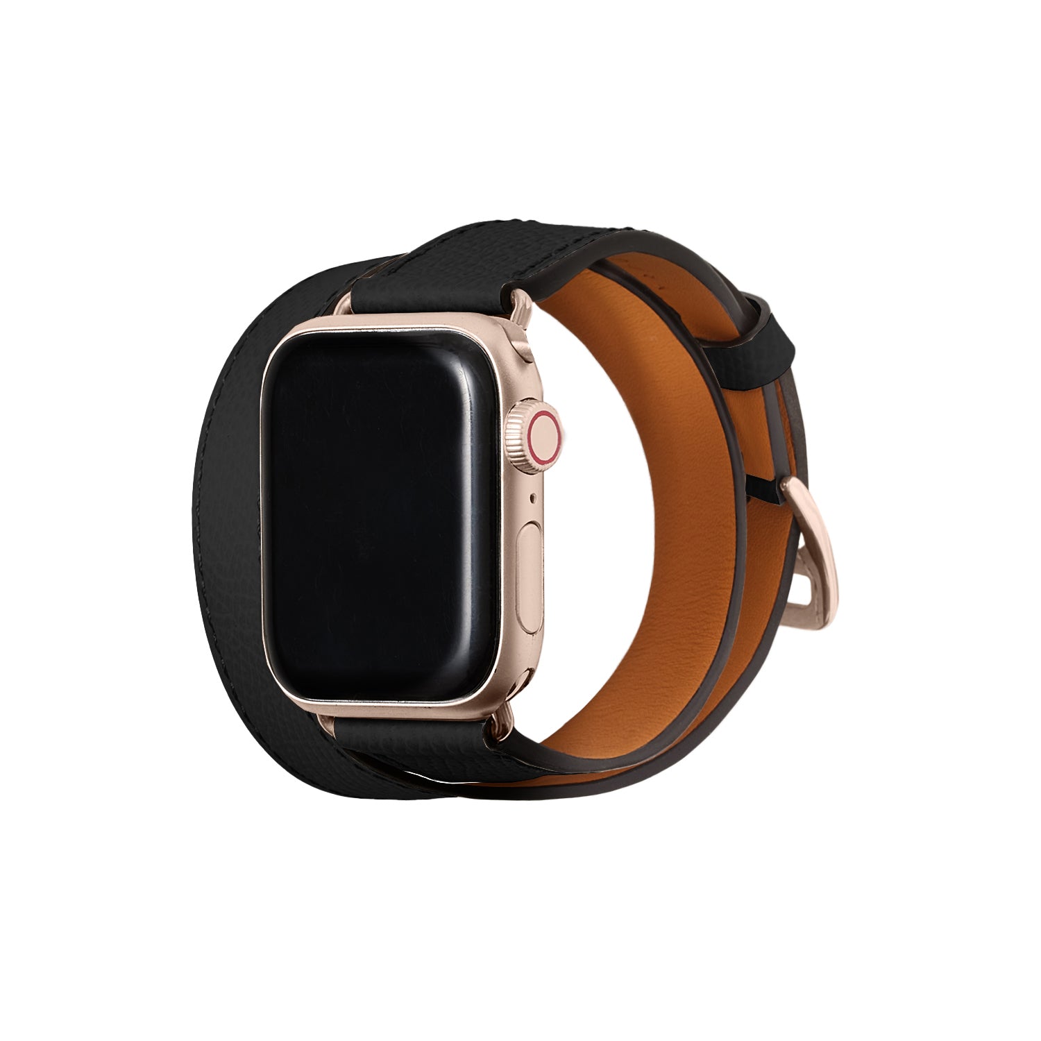 Double Tour Apple Watch Band Nobile Leather (Gold Adapter) (Black - 38mm/40mm/41mm/42mm - S / M)