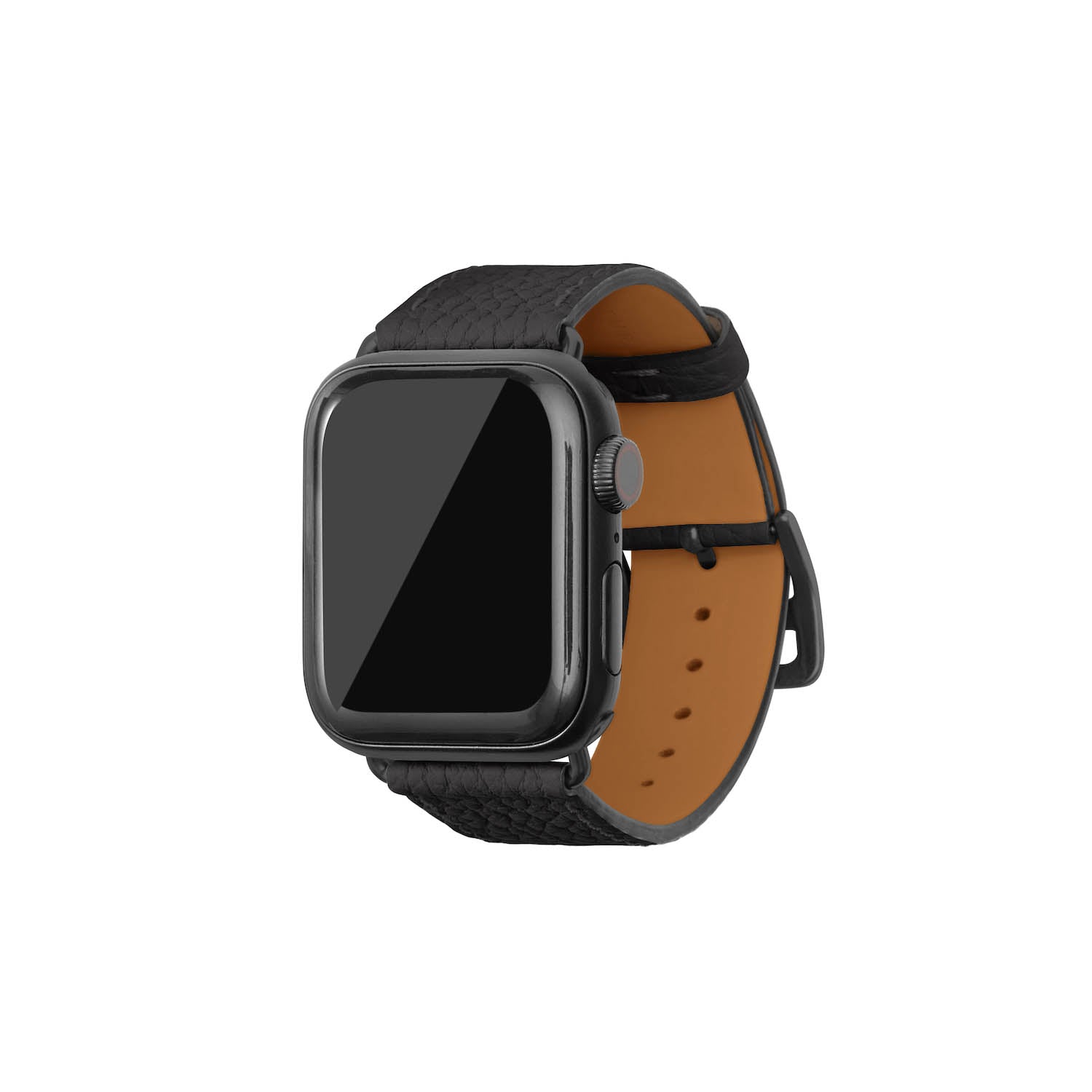 Apple Watch Band Bottalato Leather (Black Adapter) (Black - 38mm/40mm/41mm/42mm - M / L)