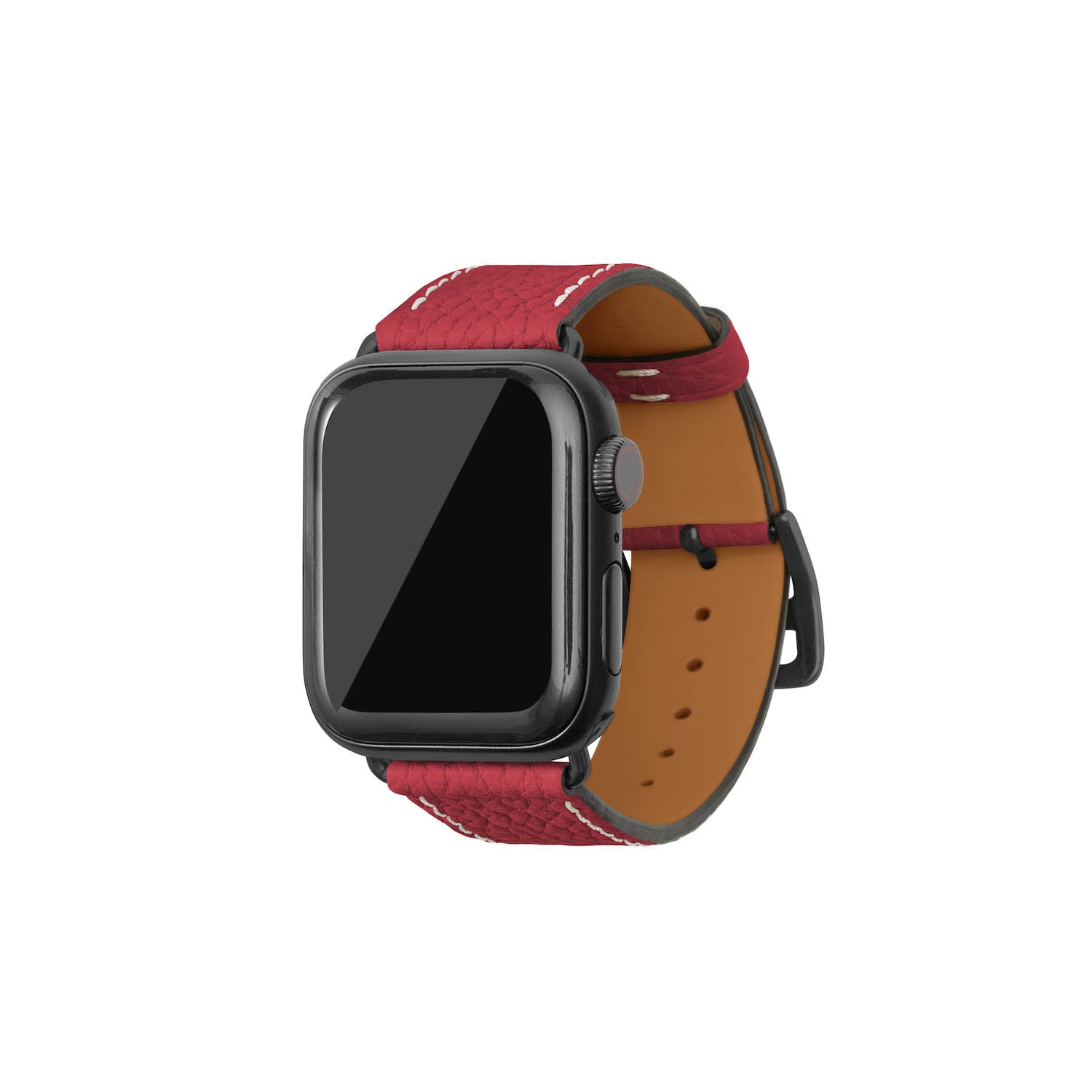 Apple Watch Band Bottalato Leather (Black Adapter) (Red - 38mm/40mm/41mm/42mm - M / L)