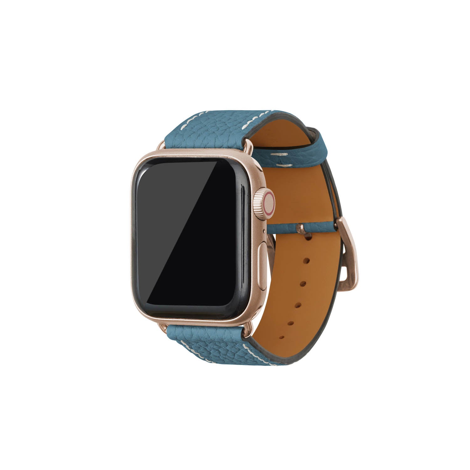 Apple Watch Band Bottalato Leather (Gold Adapter) (Blue Cyan - 38mm/40mm/41mm/42mm - S / M)