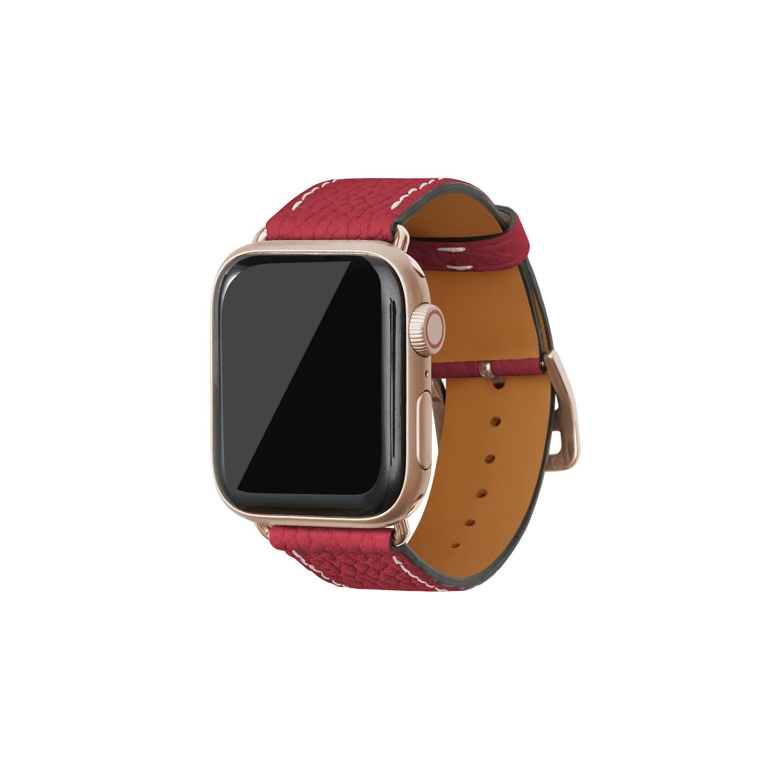 Apple Watch Band Bottalato Leather (Gold Adapter) (Red - 38mm/40mm/41mm/42mm - S / M)