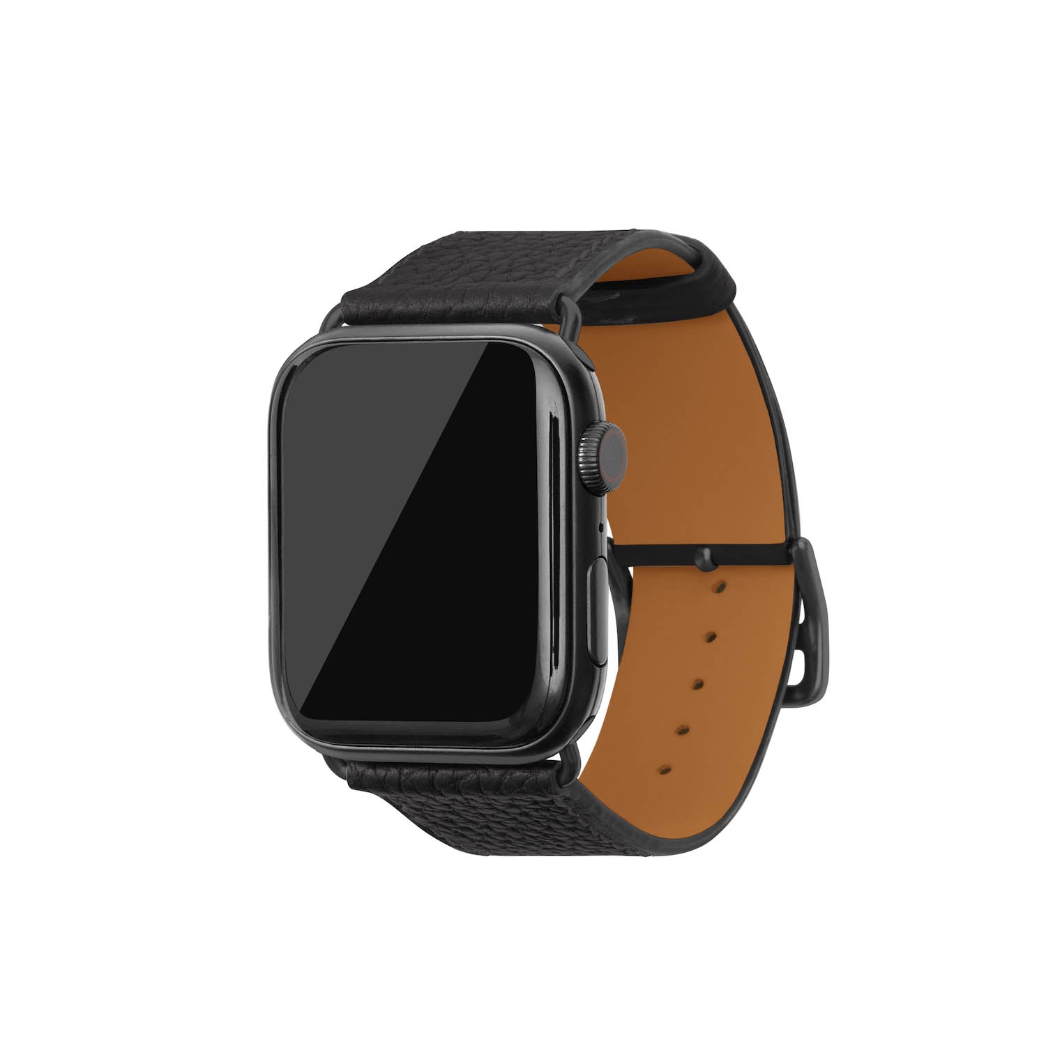 Apple Watch Band Bottalato Leather (Black Adapter) (Black - 44mm/45mm/46mm/49mm - M / L)